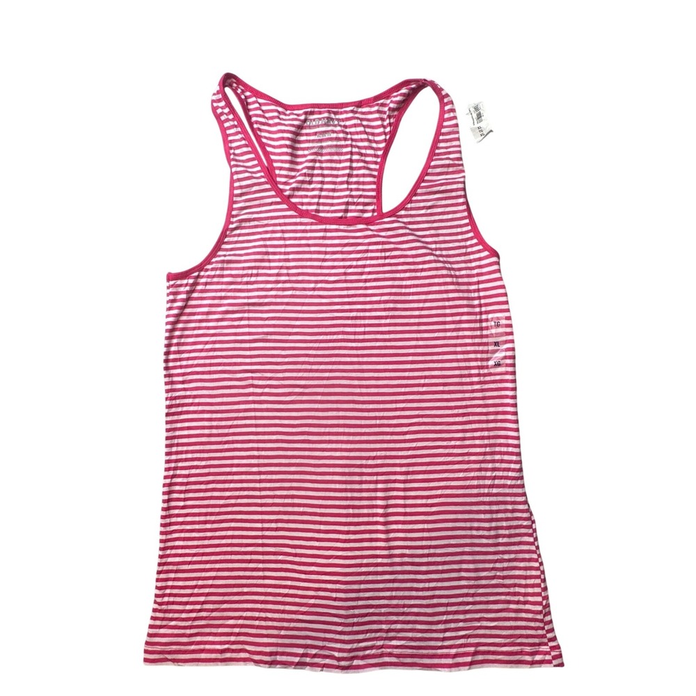 Old Navy Tank Top Womens XL Pink Striped First Layer Fitted Racerback Stretch